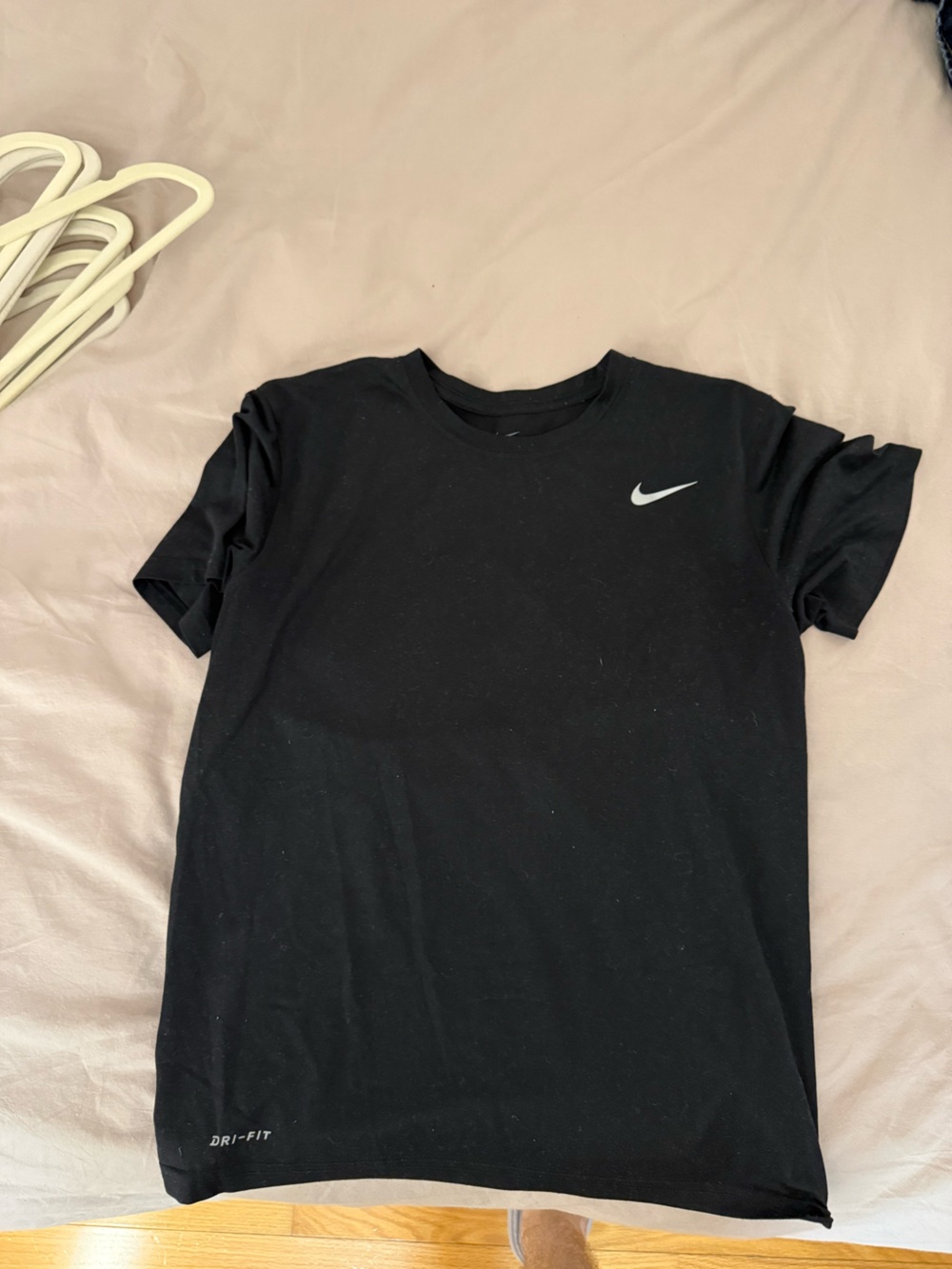 Nike Black Dri-FIT Short Sleeve Crew Tee with Silver Swoosh